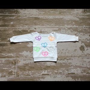 Heart Peace Sign White Long Sleeve